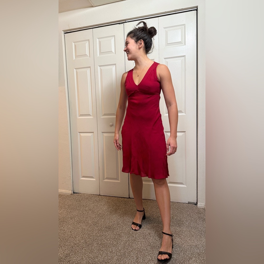 Vintage Anne Klein A-Line Midi Dress - Red - 4P